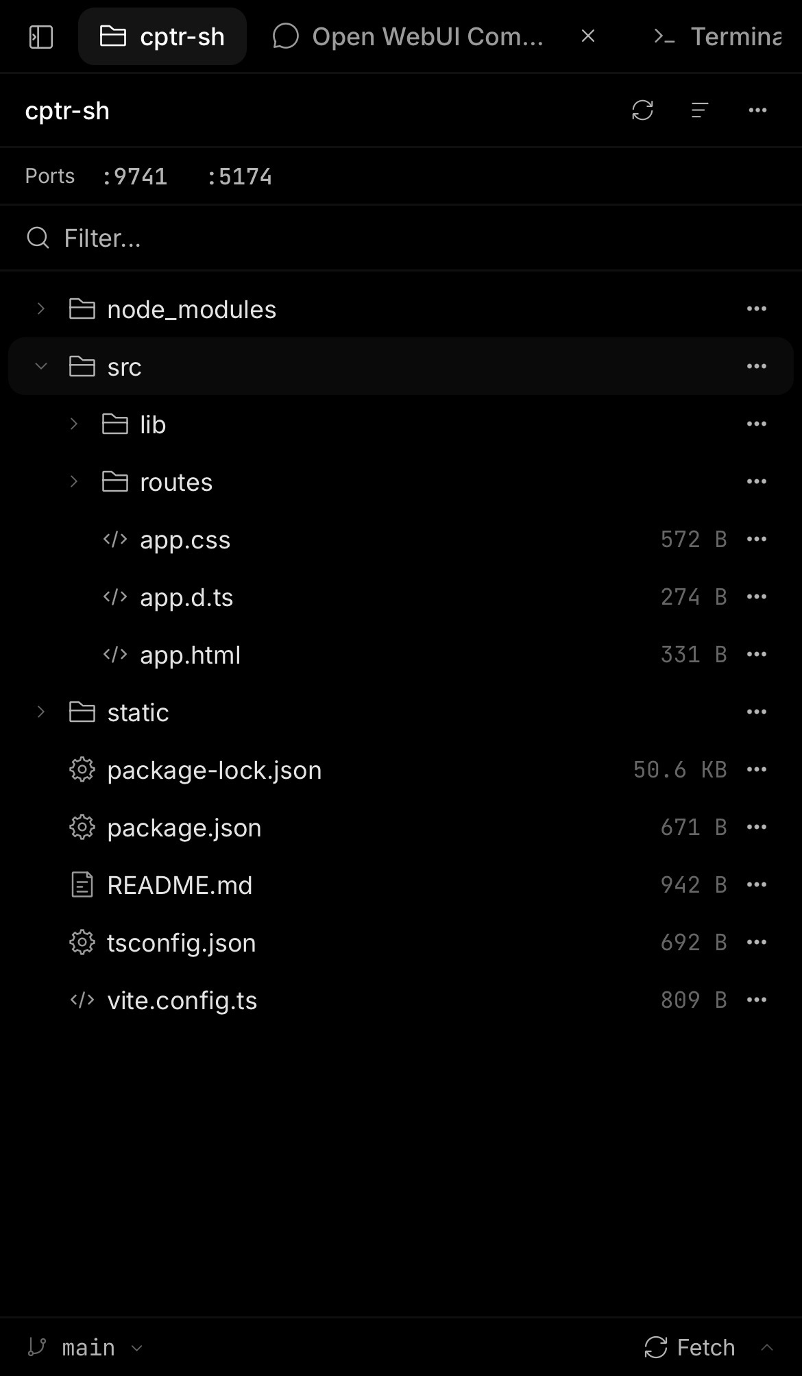 Open WebUI Computer file explorer open on a phone